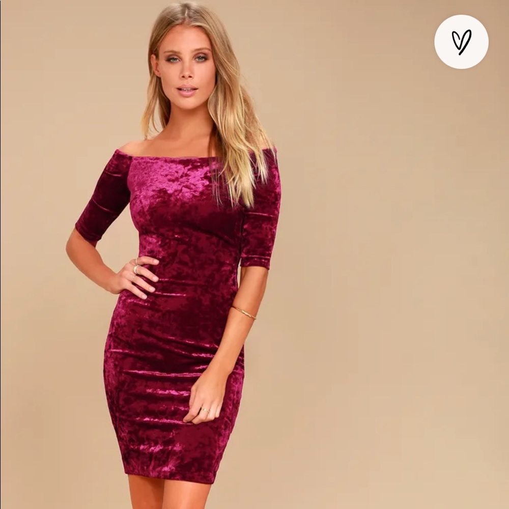 LULUS VELVET BURGUNDY DRESS
